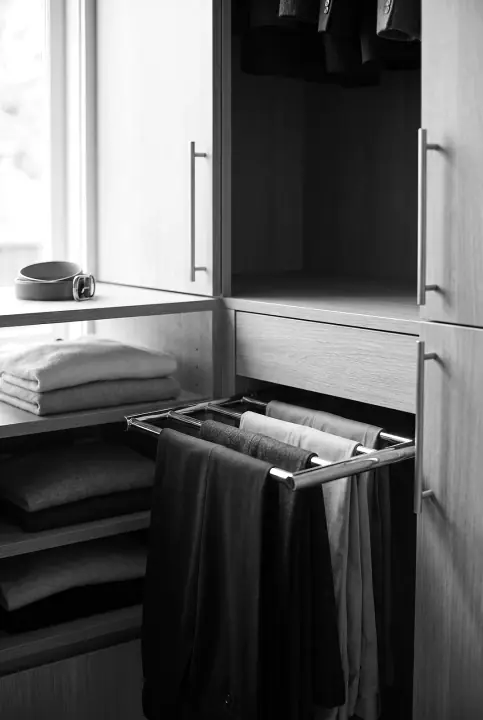 Design concept: close-up of a wardrobe accessory in hazel oak (black and white)